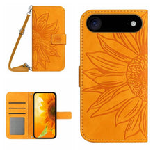 Load image into Gallery viewer, Skin Feel Sun Flower Embossed Flip Leather Phone Case with Lanyard, For iPhone Air, For iPhone 16 Pro Max, For iPhone 16 Pro, For iPhone 16 Plus