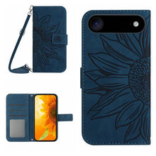 Load image into Gallery viewer, Skin Feel Sun Flower Embossed Flip Leather Phone Case with Lanyard, For iPhone Air, For iPhone 16 Pro Max, For iPhone 16 Pro, For iPhone 16 Plus