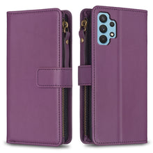 Load image into Gallery viewer, 9 Card Slots Zipper Wallet Leather Flip Phone Case, For Samsung Galaxy A22 4G, For Samsung Galaxy A22 5G, For Samsung Galaxy S21 FE 5G, For Samsung Galaxy A23 4G, For Samsung Galaxy A32 4G, For Samsung Galaxy A72, For Samsung Galaxy A52                ...
