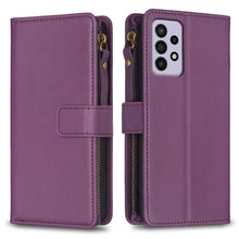 Load image into Gallery viewer, 9 Card Slots Zipper Wallet Leather Flip Phone Case, For Samsung Galaxy A73 5G, For Samsung Galaxy A33, For Samsung Galaxy A13, For Samsung Galaxy S22 Ultra 5G, For Samsung Galaxy S22+ 5G, For Samsung Galaxy S22 5G, For Samsung Galaxy A03s              ...