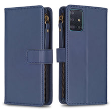 Load image into Gallery viewer, 9 Card Slots Zipper Wallet Leather Flip Phone Case