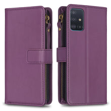 Load image into Gallery viewer, 9 Card Slots Zipper Wallet Leather Flip Phone Case