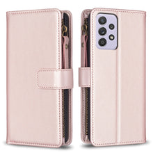 Load image into Gallery viewer, 9 Card Slots Zipper Wallet Leather Flip Phone Case, For Samsung Galaxy A22 4G, For Samsung Galaxy A22 5G, For Samsung Galaxy S21 FE 5G, For Samsung Galaxy A23 4G, For Samsung Galaxy A32 4G, For Samsung Galaxy A72, For Samsung Galaxy A52                ...