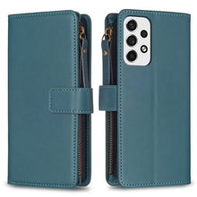 Load image into Gallery viewer, 9 Card Slots Zipper Wallet Leather Flip Phone Case, For Samsung Galaxy A22 4G, For Samsung Galaxy A22 5G, For Samsung Galaxy S21 FE 5G, For Samsung Galaxy A23 4G, For Samsung Galaxy A32 4G, For Samsung Galaxy A72, For Samsung Galaxy A52                ...
