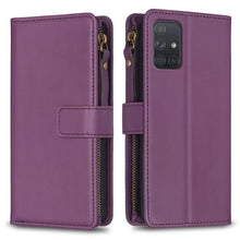 Load image into Gallery viewer, 9 Card Slots Zipper Wallet Leather Flip Phone Case
