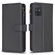 Load image into Gallery viewer, 9 Card Slots Zipper Wallet Leather Flip Phone Case