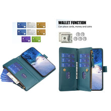 Load image into Gallery viewer, 9 Card Slots Zipper Wallet Leather Flip Phone Case