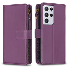 Load image into Gallery viewer, 9 Card Slots Zipper Wallet Leather Flip Phone Case, For Samsung Galaxy A32 5G, For Samsung Galaxy S21 5G, For Samsung Galaxy S21+ 5G, For Samsung Galaxy S21 Ultra 5G, For Samsung Galaxy A12, For Samsung Galaxy A42 5G, For Samsung Galaxy A31            ...