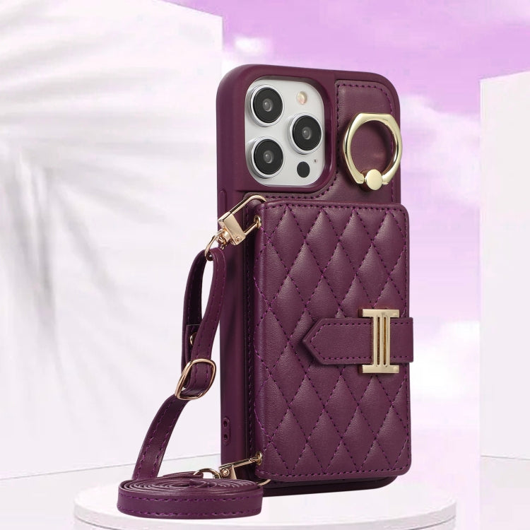 Horizontal Card Bag Ring Holder Phone Case with Dual Lanyard, For iPhone 14 Plus, For iPhone 14, For iPhone 14 Pro, For iPhone 14 Pro Max, For iPhone 13 Pro Max, For iPhone 13 Pro