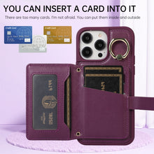Load image into Gallery viewer, Horizontal Card Bag Ring Holder Phone Case with Dual Lanyard, For iPhone 14 Plus, For iPhone 14, For iPhone 14 Pro, For iPhone 14 Pro Max, For iPhone 13 Pro Max, For iPhone 13 Pro