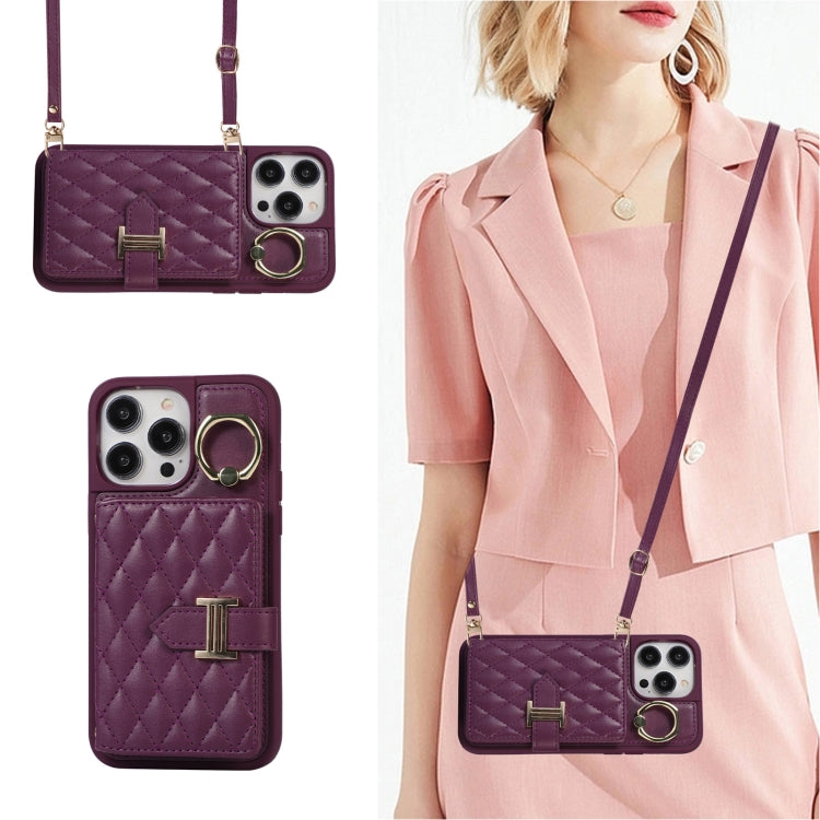 Horizontal Card Bag Ring Holder Phone Case with Dual Lanyard, For iPhone 14 Plus, For iPhone 14, For iPhone 14 Pro, For iPhone 14 Pro Max, For iPhone 13 Pro Max, For iPhone 13 Pro