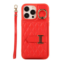 Load image into Gallery viewer, Horizontal Card Bag Ring Holder Phone Case with Dual Lanyard, For iPhone 14 Plus, For iPhone 14, For iPhone 14 Pro, For iPhone 14 Pro Max, For iPhone 13 Pro Max, For iPhone 13 Pro