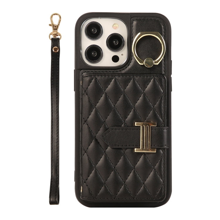 Horizontal Card Bag Ring Holder Phone Case with Dual Lanyard, For iPhone 14 Plus, For iPhone 14, For iPhone 14 Pro, For iPhone 14 Pro Max, For iPhone 13 Pro Max, For iPhone 13 Pro