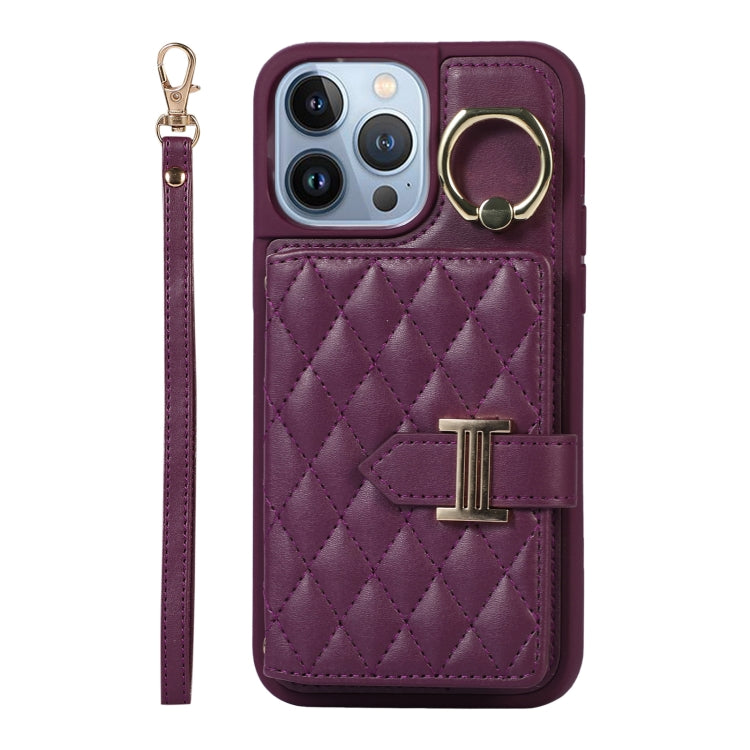 Horizontal Card Bag Ring Holder Phone Case with Dual Lanyard, For iPhone 14 Plus, For iPhone 14, For iPhone 14 Pro, For iPhone 14 Pro Max, For iPhone 13 Pro Max, For iPhone 13 Pro