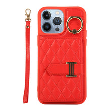 Load image into Gallery viewer, Horizontal Card Bag Ring Holder Phone Case with Dual Lanyard, For iPhone 14 Plus, For iPhone 14, For iPhone 14 Pro, For iPhone 14 Pro Max, For iPhone 13 Pro Max, For iPhone 13 Pro