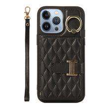 Load image into Gallery viewer, Horizontal Card Bag Ring Holder Phone Case with Dual Lanyard, For iPhone 14 Plus, For iPhone 14, For iPhone 14 Pro, For iPhone 14 Pro Max, For iPhone 13 Pro Max, For iPhone 13 Pro