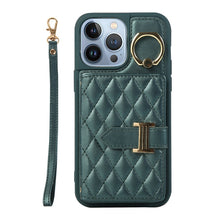 Load image into Gallery viewer, Horizontal Card Bag Ring Holder Phone Case with Dual Lanyard, For iPhone 14 Plus, For iPhone 14, For iPhone 14 Pro, For iPhone 14 Pro Max, For iPhone 13 Pro Max, For iPhone 13 Pro