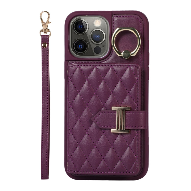 Horizontal Card Bag Ring Holder Phone Case with Dual Lanyard, For iPhone 13, For iPhone 12, For iPhone 12 Pro Max, For iPhone 12 Pro, For iPhone 11 Pro Max, For iPhone 11