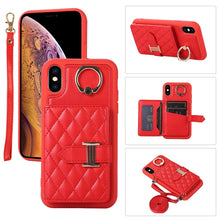 Load image into Gallery viewer, Horizontal Card Bag Ring Holder Phone Case with Dual Lanyard, For iPhone 11 Pro, For iPhone X / XS, For iPhone XR, For iPhone XS Max