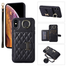 Load image into Gallery viewer, Horizontal Card Bag Ring Holder Phone Case with Dual Lanyard, For iPhone 11 Pro, For iPhone X / XS, For iPhone XR, For iPhone XS Max