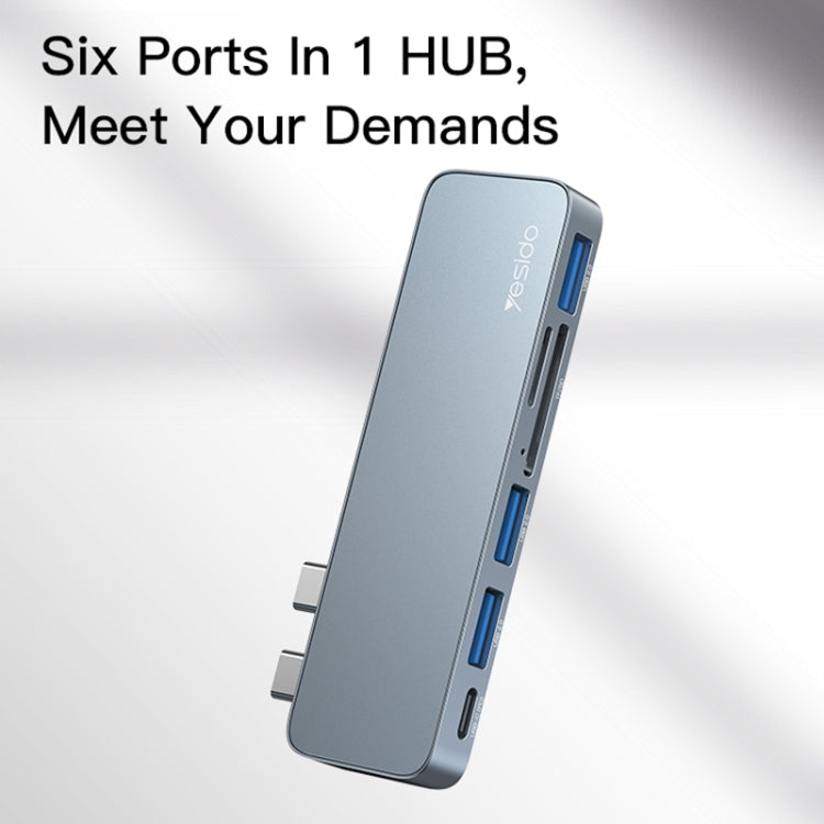 Yesido HB10 6 in 1 USB-C / Type-C Ports Multifunctional Docking Station HUB Adapter, HB10