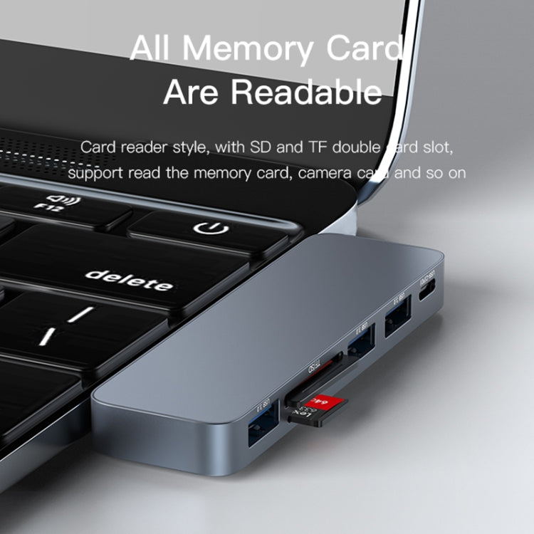 Yesido HB10 6 in 1 USB-C / Type-C Ports Multifunctional Docking Station HUB Adapter, HB10