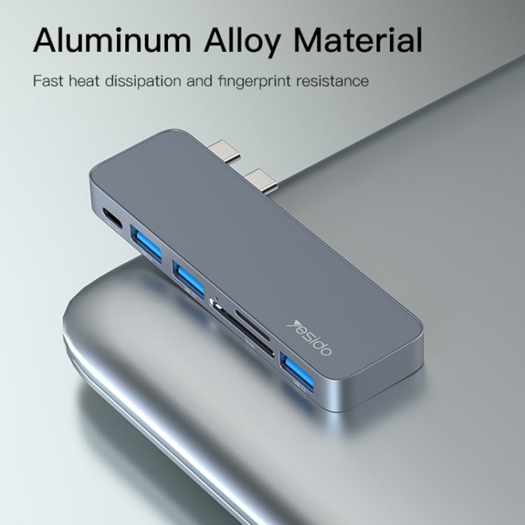 Yesido HB10 6 in 1 USB-C / Type-C Ports Multifunctional Docking Station HUB Adapter, HB10
