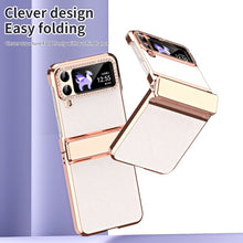 Load image into Gallery viewer, Plated Plain Leather Folding Phone Case with Hinge