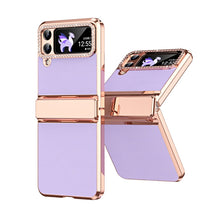 Load image into Gallery viewer, Plated Plain Leather Folding Phone Case with Hinge