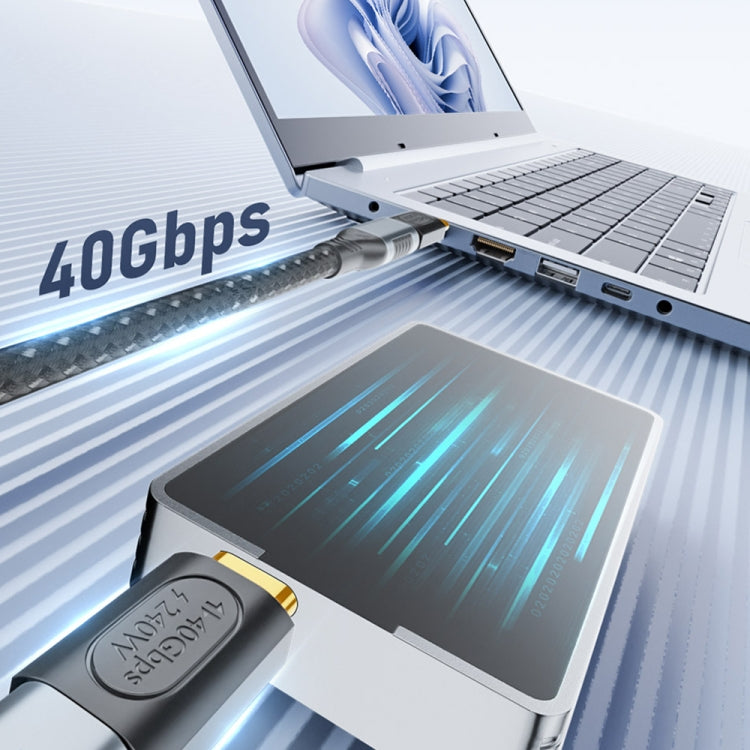 40Gbps 240W USB-C / Type-C Female to USB-C / Type-C Male Side Bend Adapter, Side Bend Adapter