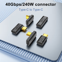 Load image into Gallery viewer, 40Gbps 240W USB-C / Type-C Female to USB-C / Type-C Male Middle Bend Adapter, Middle Bend Adapter