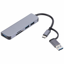 Load image into Gallery viewer, 2302 5 in 1 USB+USB-C/Type-C to USB Multi-function Docking Station HUB Adapter, 2302