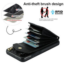 Load image into Gallery viewer, Rhombic Texture Card Bag Phone Case with Long Lanyard
