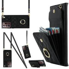 Load image into Gallery viewer, Rhombic Texture Card Bag Phone Case with Long Lanyard