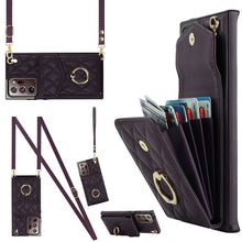 Load image into Gallery viewer, Rhombic Texture Card Bag Phone Case with Long Lanyard