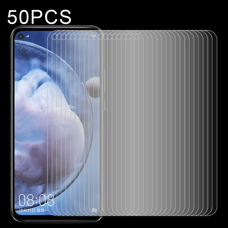50 PCS Half-screen Transparent Tempered Glass Film