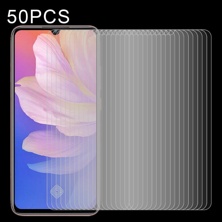 50 PCS Half-screen Transparent Tempered Glass Film