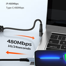 Load image into Gallery viewer, Elbow Spring Charging Data Cable, Length: 1.5m, Type-C to 8 Pin, Type-C to 8 Pin + Type-C