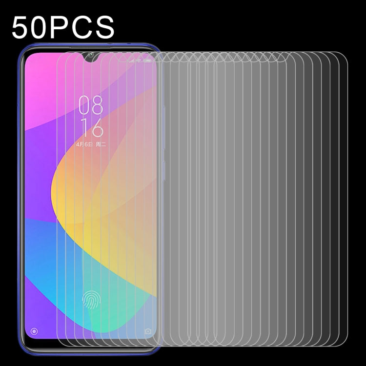 50 PCS Half-screen Transparent Tempered Glass Film