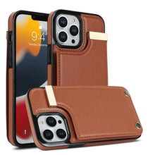 Load image into Gallery viewer, Metal Buckle Card Slots Phone Case, For iPhone 14 Pro, For iPhone 14 Pro Max, For iPhone SE 2022 / 2020 / 8 / 7, For iPhone 13 Pro Max, For iPhone 13 Pro, For iPhone 12 / 12 Pro, For iPhone 12 Pro Max, For iPhone 11 Pro Max