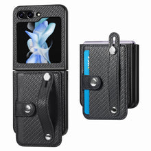 Load image into Gallery viewer, Carbon Fiber Wristband Wallet Back Phone Case