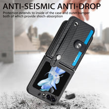 Load image into Gallery viewer, Carbon Fiber Wristband Wallet Back Phone Case