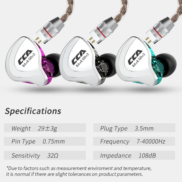 CCA CCA-C10 3.5mm Gold Plated Plug Ten Unit Hybrid Wire-controlled In-ear Earphone, with Mic, without Mic
