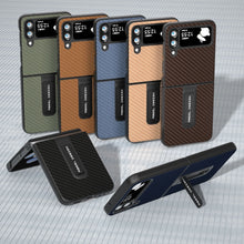 Load image into Gallery viewer, Carbon Fiber Texture Protective Phone Case with Holder