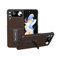 Load image into Gallery viewer, Carbon Fiber Texture Protective Phone Case with Holder