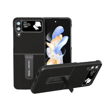 Load image into Gallery viewer, Carbon Fiber Texture Protective Phone Case with Holder