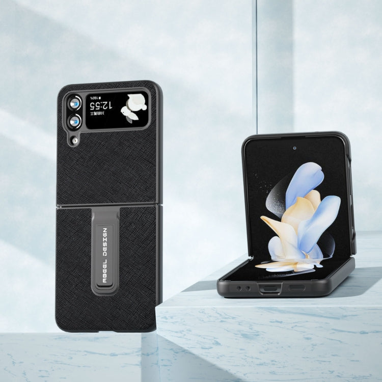 Cross Texture Genuine Leather Phone Case with Holder