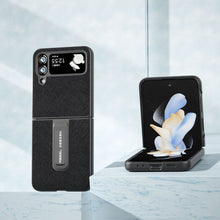 Load image into Gallery viewer, Cross Texture Genuine Leather Phone Case with Holder