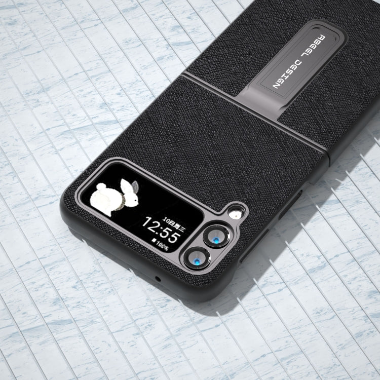 Cross Texture Genuine Leather Phone Case with Holder