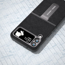 Load image into Gallery viewer, Cross Texture Genuine Leather Phone Case with Holder